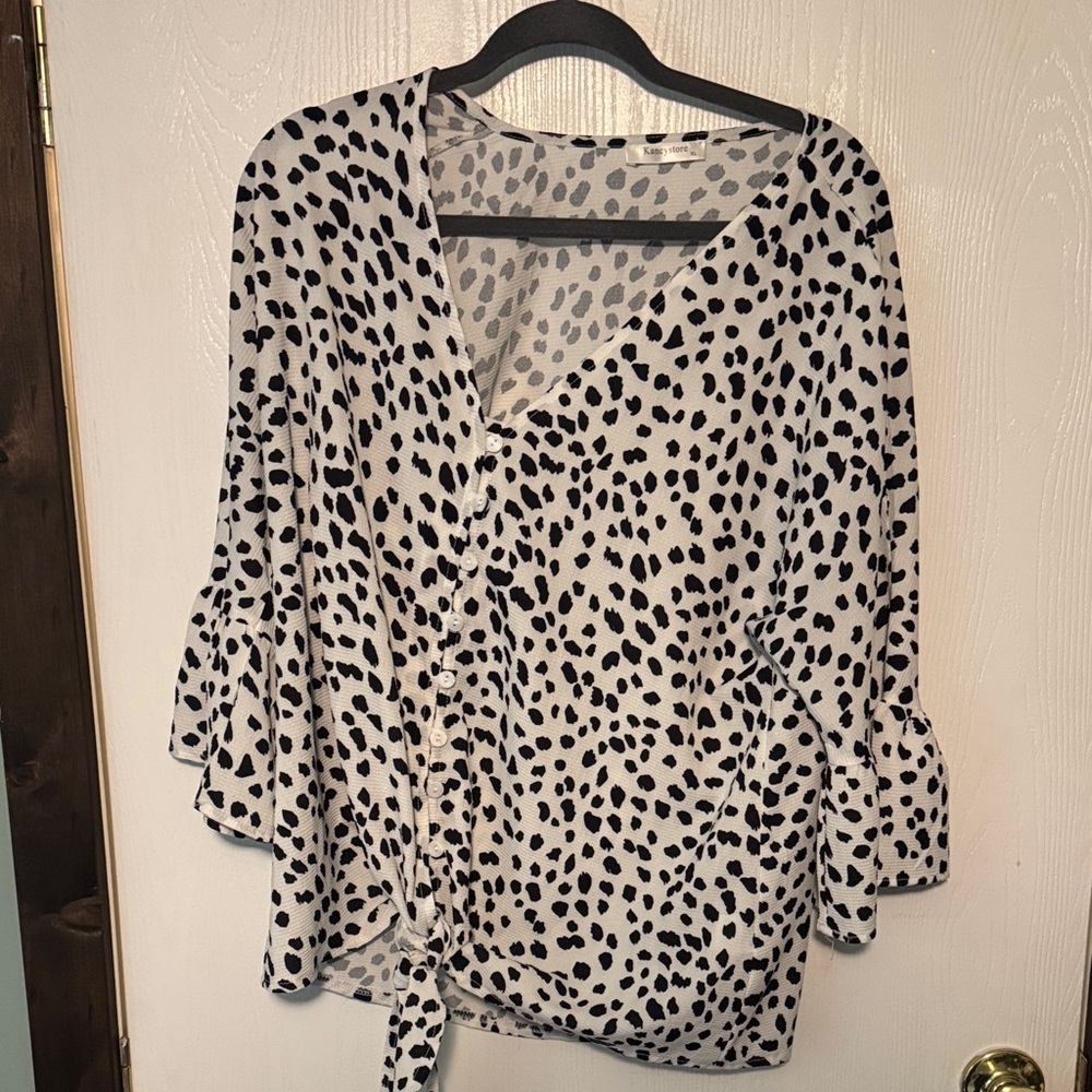 Black and White Polka Dot Women's Top